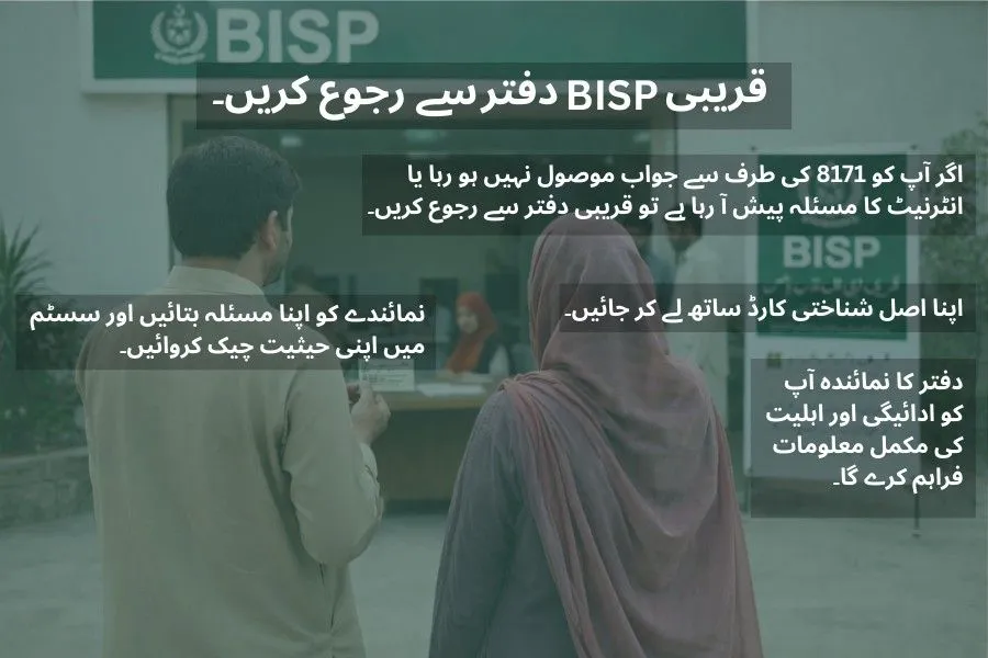 Visit the closest BISP or Ehsaas center in your location to verify the Ehsaas payment status.